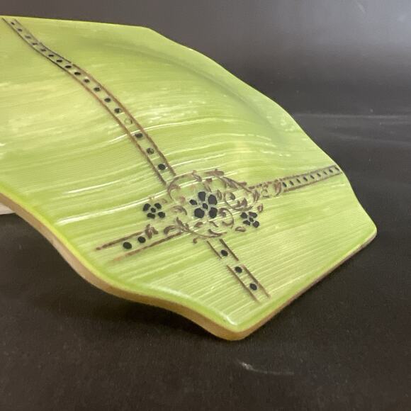 Vintage Frosted Glass Vanity Jar Green Deco Celluloid Lid Art Deco Style - Picture 6 of 13